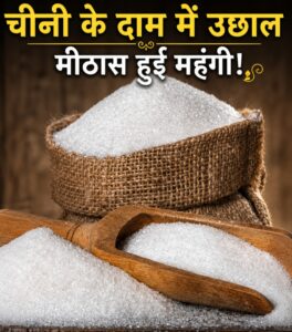 चीनी के दाम में रिकॉर्ड उछाल: त्योहारों से पहले ₹65 किलो तक पहुंची कीमत, सरकार ने स्टॉक लिमिट घटाई और निर्यात पर लगाई रोक